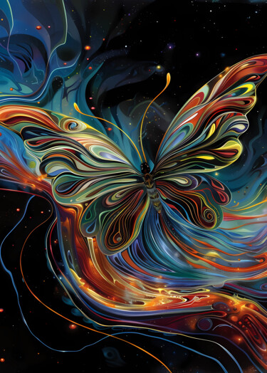 Цифровое искусство под названием "Fire Butterfly" - Lu Sho, Подлинное произведение искусства, Изображение, сгенерированное ИИ