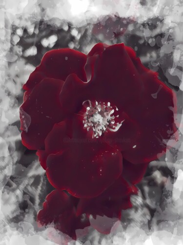 Digital Arts με τίτλο "Burgundy Petals" από Lu Sho, Αυθεντικά έργα τέχνης, Ψηφιακό Κολάζ