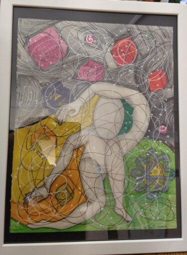 Peinture intitulée "Il peso della vita" par Luana Cianti, Œuvre d'art originale, Marqueur