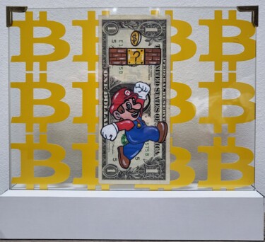 Pintura intitulada "Super Mario bitcoin" por Luana Muntoni (MunLu), Obras de arte originais, Marcador