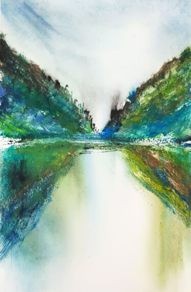 Peinture intitulée "Mystical Imitation" par Lubna Khan, Œuvre d'art originale, Aquarelle