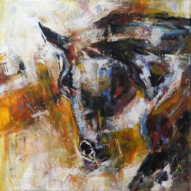 Schilderij getiteld "Horse Spirit" door Ľubomír Korenko, Origineel Kunstwerk, Acryl Gemonteerd op Frame voor houten brancard