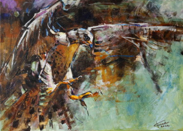 Peinture intitulée "The Hunter" par Ľubomír Korenko, Œuvre d'art originale, Acrylique Monté sur Châssis en bois