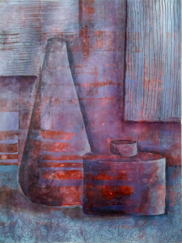 Malerei mit dem Titel "Two purple vases" von Liubov Samoilova, Original-Kunstwerk, Acryl