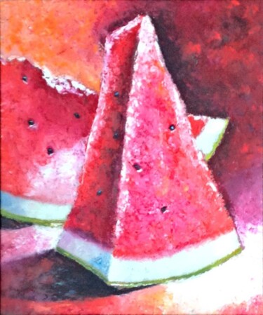 Painting titled "Sugar watermelon" by Liubov Samoilova, Original Artwork, Oil