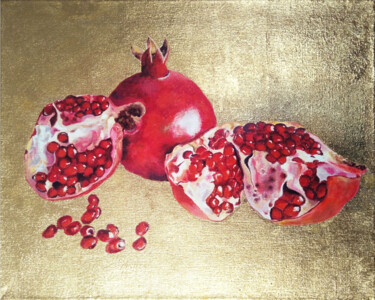 Pintura titulada "Pomegranate fruit o…" por Liubov Samoilova, Obra de arte original, Oleo Montado en Bastidor de camilla de…