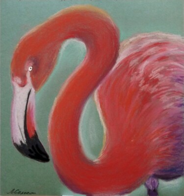 Painting titled "Pink flamingo - chi…" by Liubov Samoilova, Original Artwork, Pastel