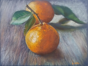 Malerei mit dem Titel "Bright orange tange…" von Liubov Samoilova, Original-Kunstwerk, Pastell
