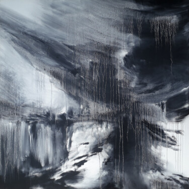 Malarstwo zatytułowany „Déluge (100x100cm)” autorstwa Luc Andrieux, Oryginalna praca, Olej Zamontowany na Drewniana rama nos…