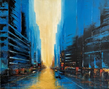 Pittura intitolato "Urban blu 1" da Luc Chabal, Opera d'arte originale, Acrilico Montato su Telaio per barella in legno