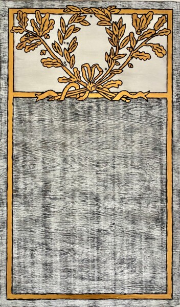 Textile Art με τίτλο "Un trumeau à couron…" από Luc Pallegoix, Αυθεντικά έργα τέχνης, Κέντημα Τοποθετήθηκε στο Ξύλινο φορείο…