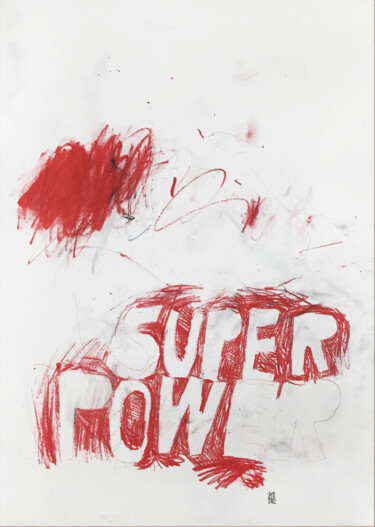 Σχέδιο με τίτλο "SUPERPOWER" από Luc Pierre, Αυθεντικά έργα τέχνης, Παστέλ