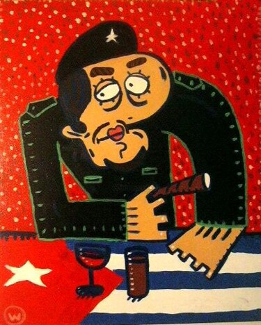 Peinture intitulée "Le Ché entre Cuba l…" par Luc Wunenburger, Œuvre d'art originale