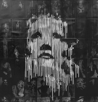 Schilderij getiteld "Merlene Dietrich" door Luca Azzurro Arts, Origineel Kunstwerk, Acryl