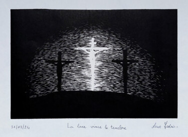 Prenten & gravures getiteld "La luce vince le te…" door Luca Federici, Origineel Kunstwerk, Linosnede