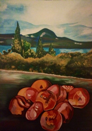 Painting titled "Paesaggio con natur…" by Luca Martinoli, Original Artwork, Acrylic