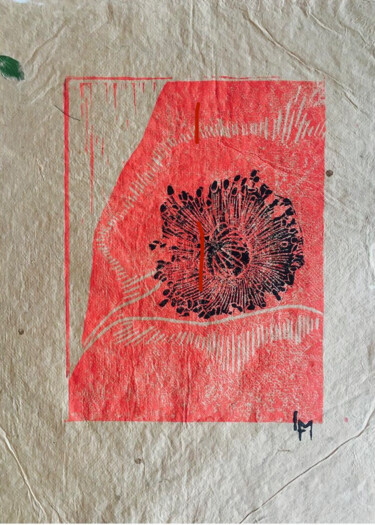 Printmaking titled "Coquelicot 2" by Lucas Martin (LM), Original Artwork, Linocuts