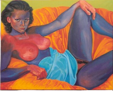 Painting titled ""FEMME CALÉ DANS UN…" by Luccia Lignan, Original Artwork, Acrylic