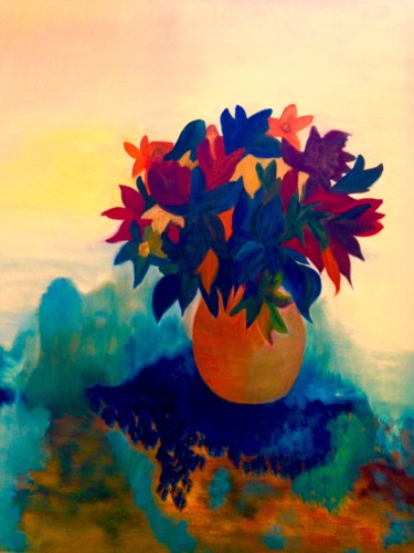 Peinture intitulée "Le Vase S'Envole" par Lucette Senn, Œuvre d'art originale