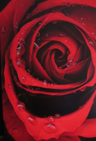 Schilderij getiteld "''red rouse''" door Vasyl Luchkiv, Origineel Kunstwerk, Olie