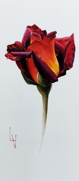 Malerei mit dem Titel ""Fire Rose"" von Vasyl Luchkiv, Original-Kunstwerk, Öl