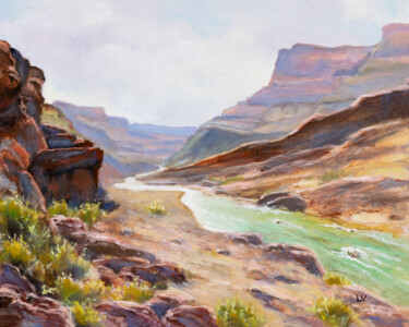 Painting titled "Grand Canyon Colora…" by Lucia Verdejo, Original Artwork, Oil Mounted on Wood Panel