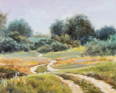 Painting titled "Path through the su…" by Lucia Verdejo, Original Artwork, Oil Mounted on Wood Panel