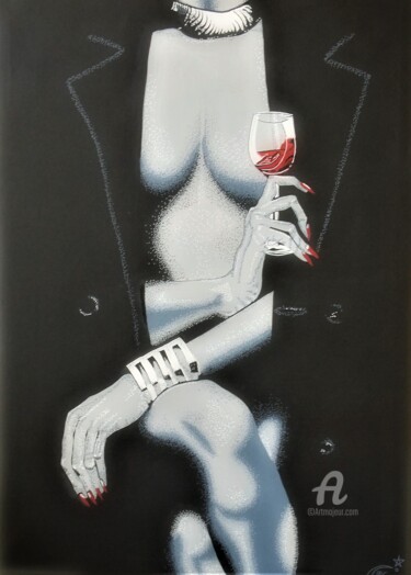Pintura titulada "LA VEUVE NOIRE" por Lucia Buzzi, Obra de arte original, Acrílico Montado en Bastidor de camilla de madera