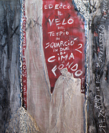 绘画 标题为“Il velo squarciato” 由Luciana Gallo, 原创艺术品, 丙烯 安装在木质担架架上