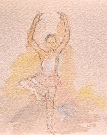 Pintura intitulada "Petite danseuse en…" por Luciana La Marca, Obras de arte originais, Aquarela