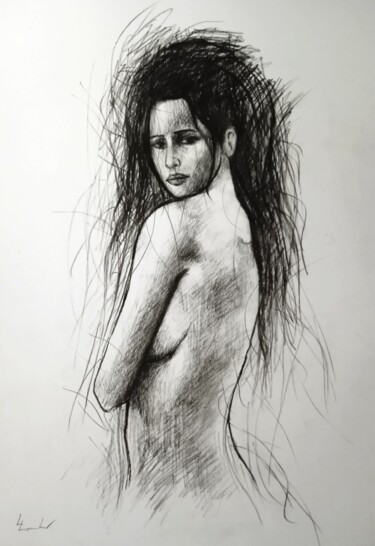 图画 标题为“Goddess N' 9” 由Luciano Lombardi, 原创艺术品, 木炭