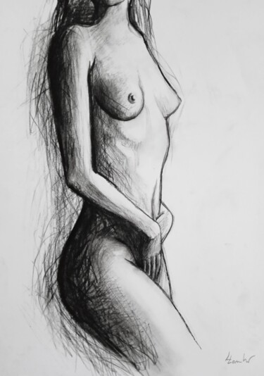 Drawing titled "Corpus Mater" by Luciano Lombardi, Original Artwork, Charcoal