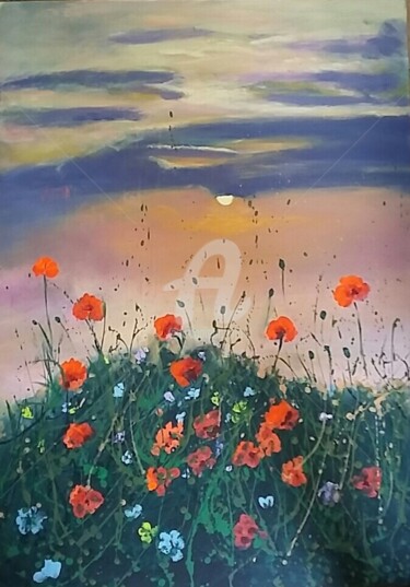 Peinture intitulée "Tramonto in fiore" par Luciano Stuttgard, Œuvre d'art originale, Acrylique