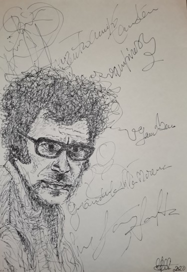 Drawing titled "Zeca Afonso  (canet…" by Luciano Costa, Original Artwork, Gel pen