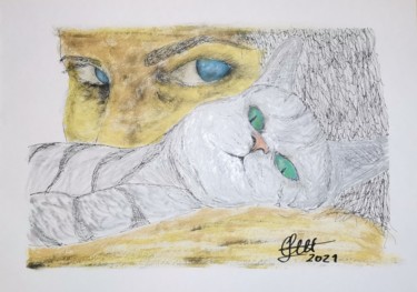 Drawing titled "Love cats" by Luciano Costa, Original Artwork, Acrylic