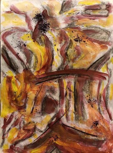 Malarstwo zatytułowany „Homam (Sacred Fire)” autorstwa Lucie Dehli, Oryginalna praca, Akryl