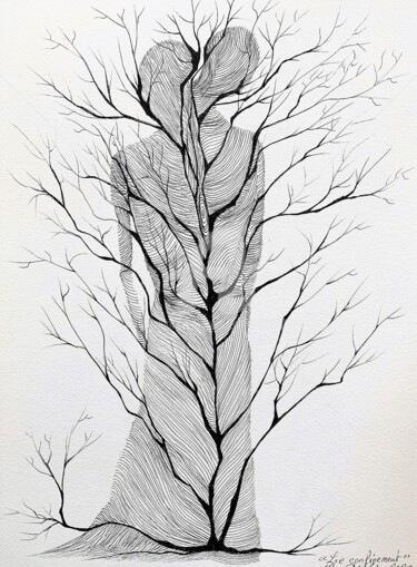 Drawing titled "L'arbre se meurt" by Lucie Giglio, Original Artwork, Ink