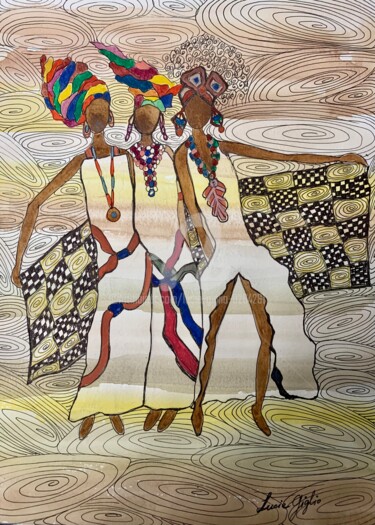 Dibujo titulada "Les danseuses du so…" por Lucie Giglio, Obra de arte original, Acuarela