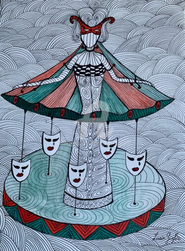 Tekening getiteld "Le Carrousel Véniti…" door Lucie Giglio, Origineel Kunstwerk, Aquarel