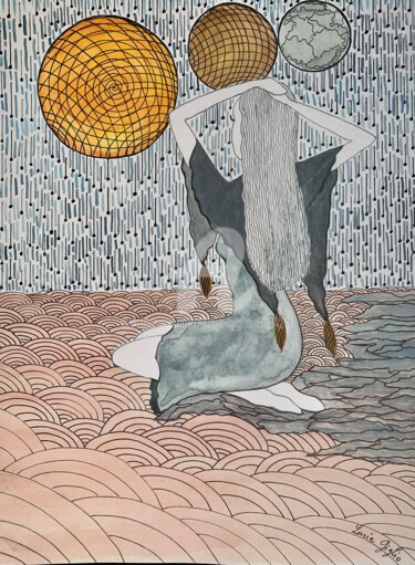 Dibujo titulada "Respire" por Lucie Giglio, Obra de arte original, Acuarela