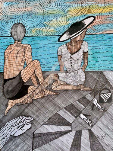 「Un moment de détente」というタイトルの描画 Lucie Giglioによって, オリジナルのアートワーク, 水彩画