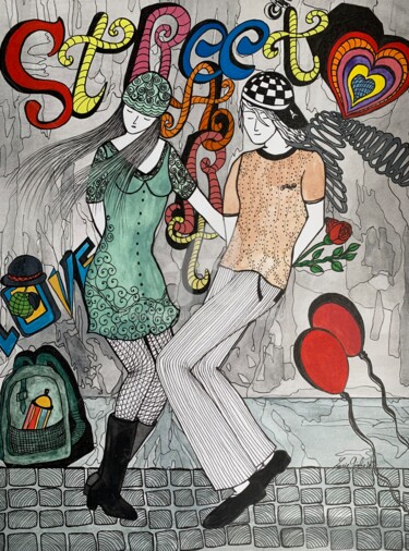 图画 标题为“Street Art” 由Lucie Giglio, 原创艺术品, 水彩