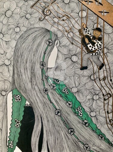 Desenho intitulada "La marionnette et s…" por Lucie Giglio, Obras de arte originais, Aquarela