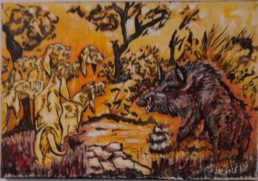 Pintura intitulada "CHASSEUR" por Lucie Goubert (Liu-Gôé), Obras de arte originais, Acrílico Montado em artwork_cat.
