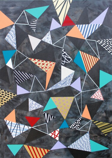 Pintura intitulada "Triangles 6" por Lucie Jirků, Obras de arte originais, Acrílico Montado em Armação em madeira