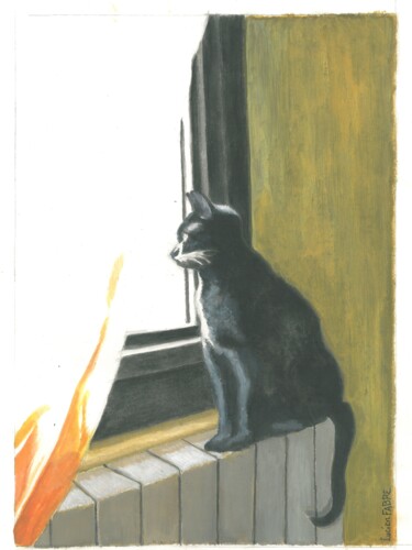 Peinture intitulée "Lily au chaud" par Lucien Fabre, Œuvre d'art originale, Acrylique Monté sur Carton