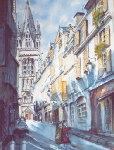 Painting titled "E5 - Rue Jeanne d'A…" by Lucien Dufour, Original Artwork, Oil