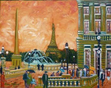 Peinture intitulée "N8-Place de la Conc…" par Lucien Dufour, Œuvre d'art originale, Huile Monté sur Châssis en bois