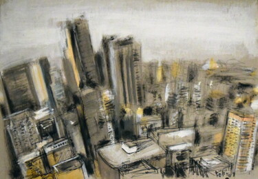 Painting titled "Skyscrapers in L.A." by Lucio Forte, Original Artwork, Acrylic