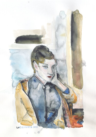 Painting titled "Madeleine Bernard" by Lucio Forte, Original Artwork, Watercolor